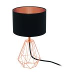 Eglo Tafellamp Carlton 2 Staal Koper Zwart | IP20 - Geschikt voor 1x E14 